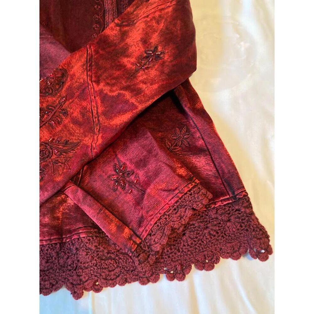 Vintage Flashback Jacket embroidery beads lace mid-weight unlined women's Large - Picture 5 of 12
